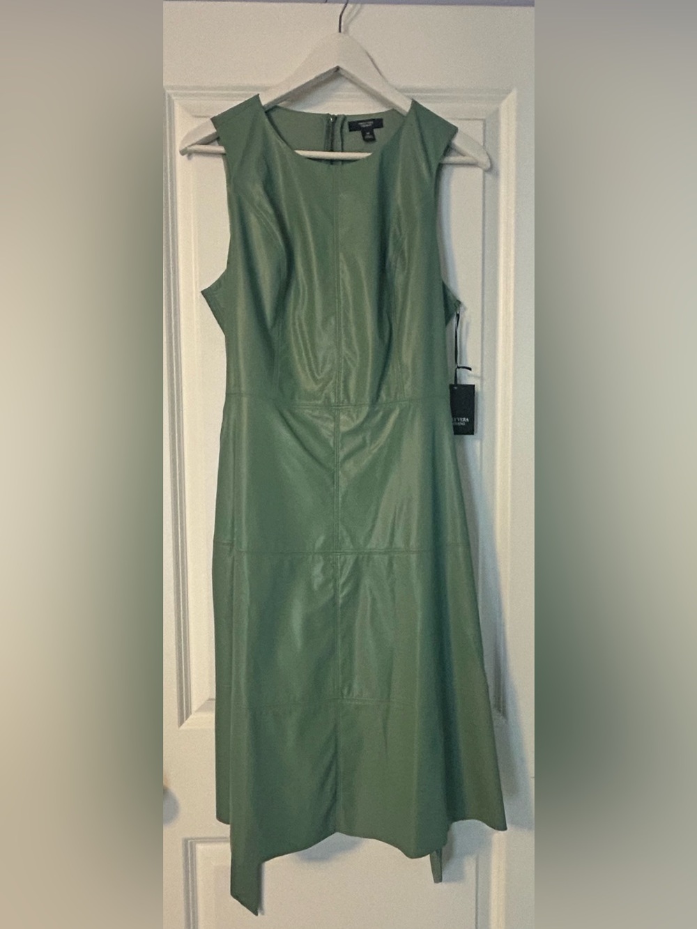 Simply Vera Vera Wang Sage Green Faux-Leather Midi Dress | Medium